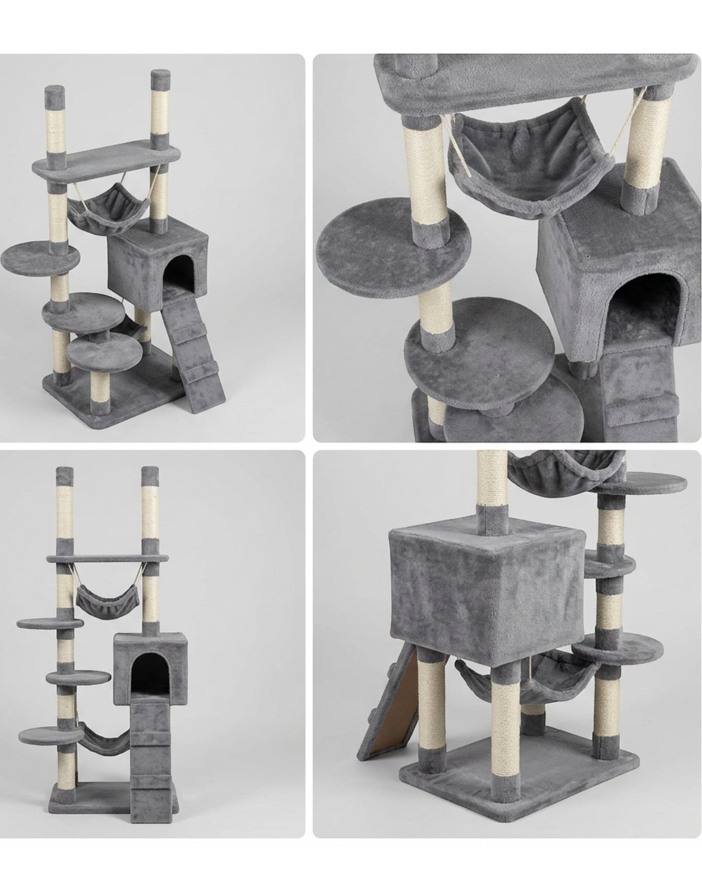 Gndvj Multi Level Cat Tree Gray 120 cm with Sisal Posts