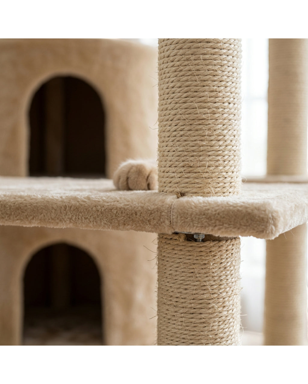 Gndvj Compact Cat Tree Beige 85 cm with Condo