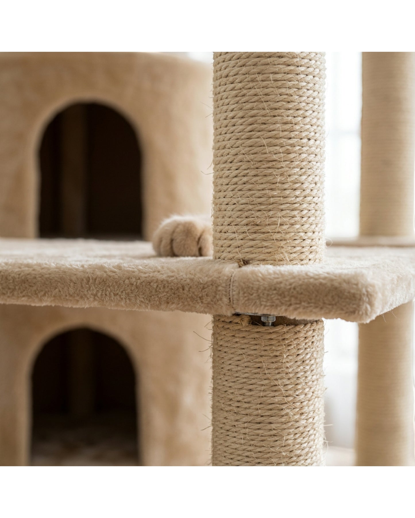 Gndvj Compact Cat Tree Beige 85 cm with Condo