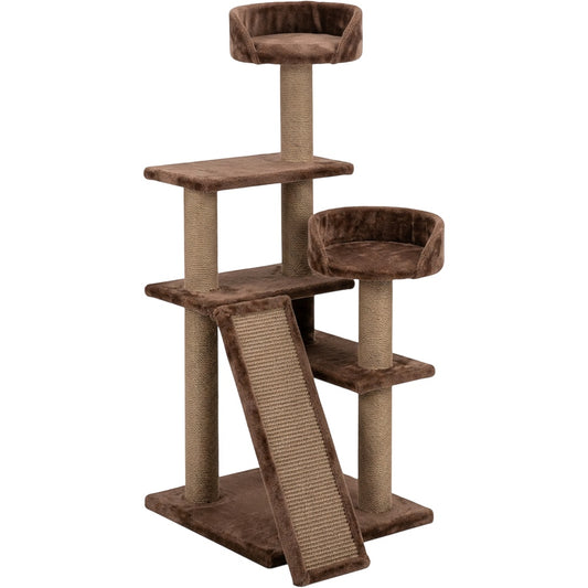 Gndvj Cat Tree Brown 95 cm with Scratching Ramp