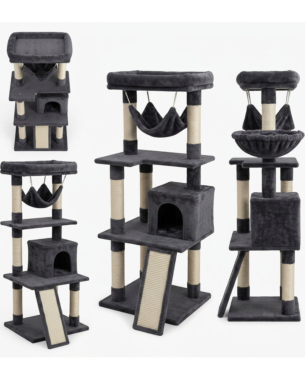 Gndvj Cat Tree Charcoal Gray 105 cm with Hammock