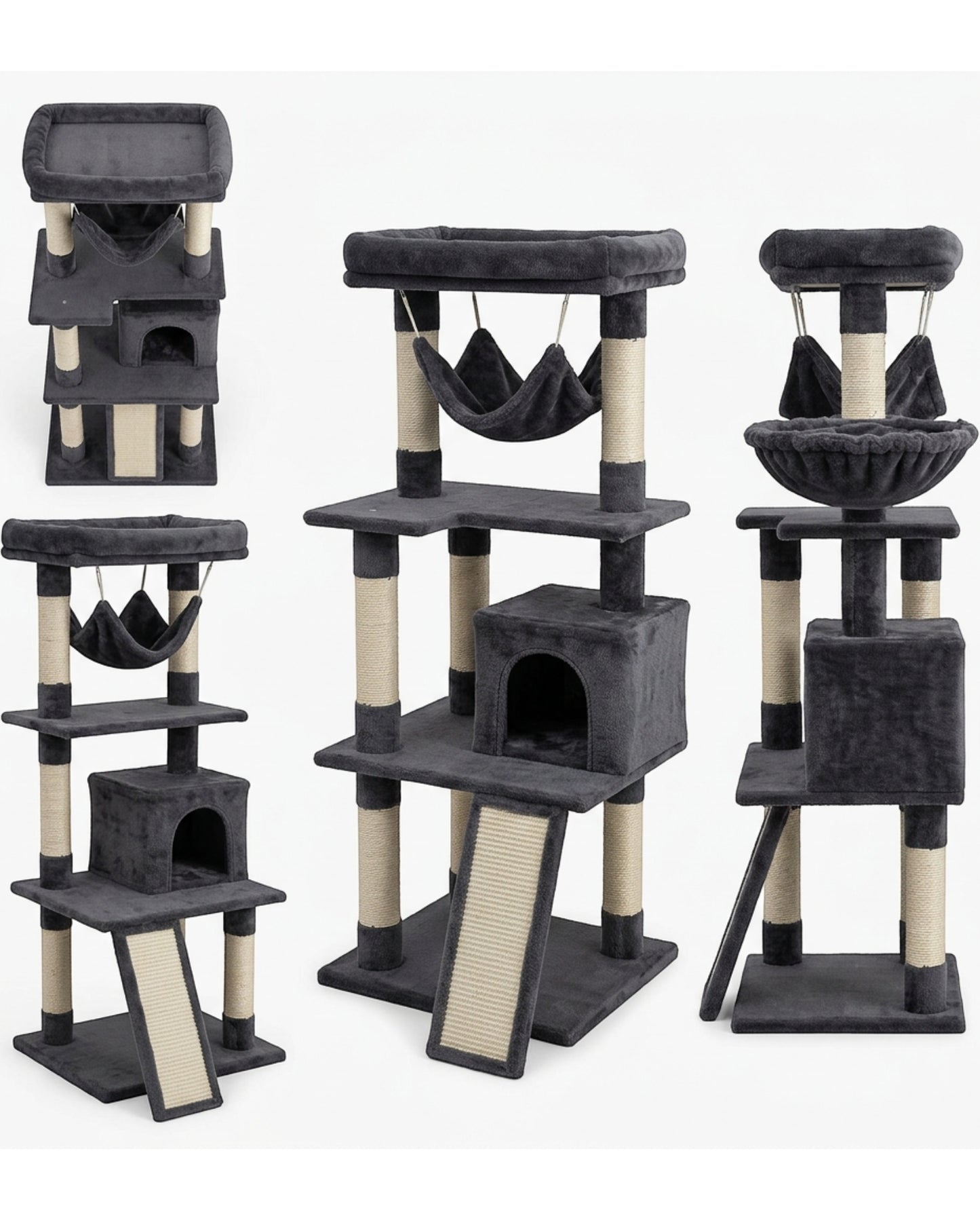 Gndvj Cat Tree Charcoal Gray 105 cm with Hammock