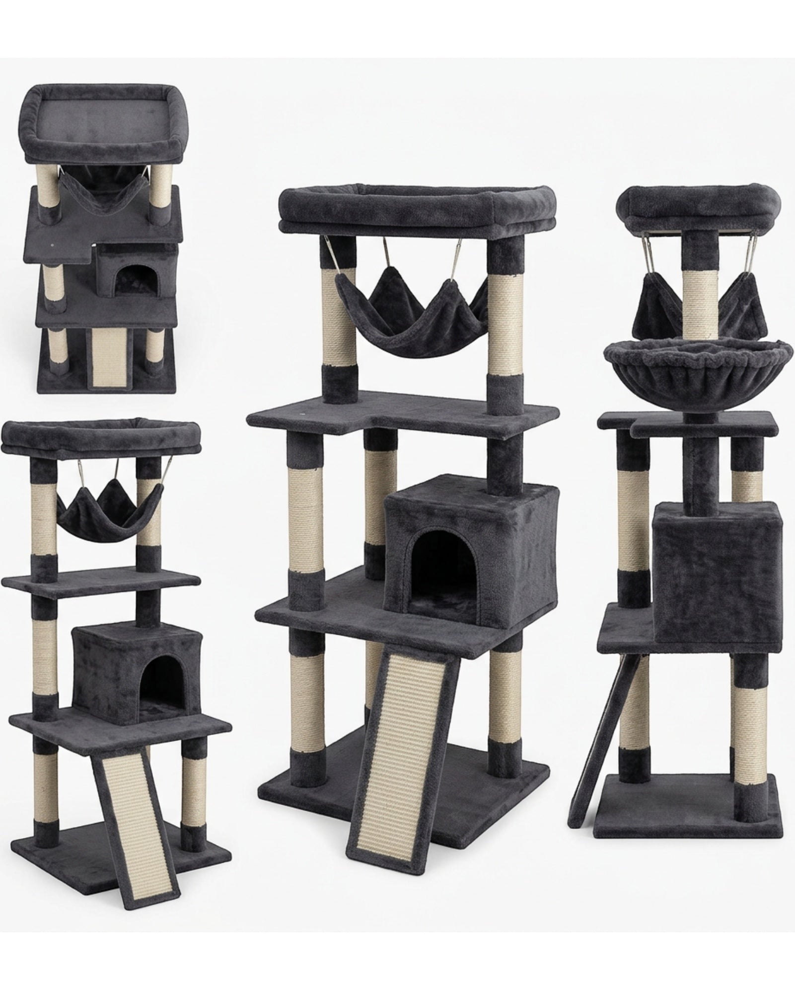 Gndvj Cat Tree Charcoal Gray 105 cm with Hammock