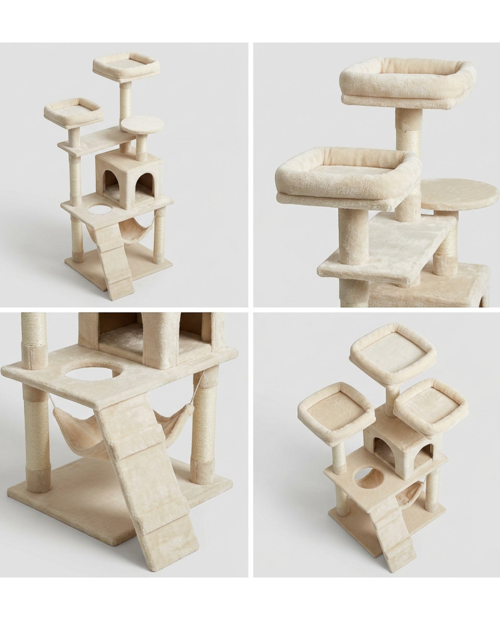 Gndvj Tall Cat Tree Cream 150 cm with Perches