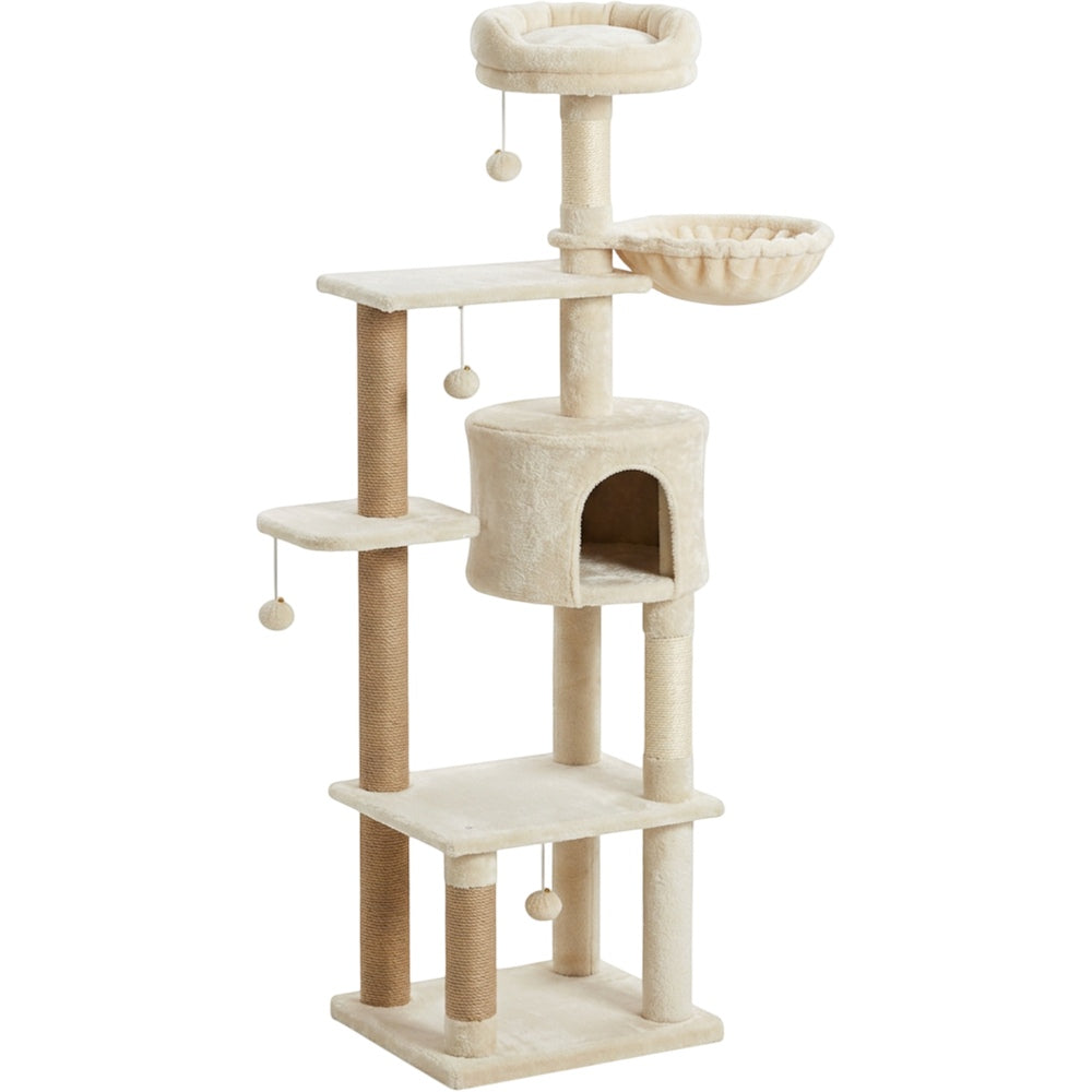 Gndvj Tall Cat Tree Cream 150 cm with Perches