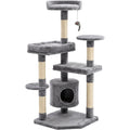 Gndvj Multi Level Cat Tree Gray 120 cm with Sisal Posts