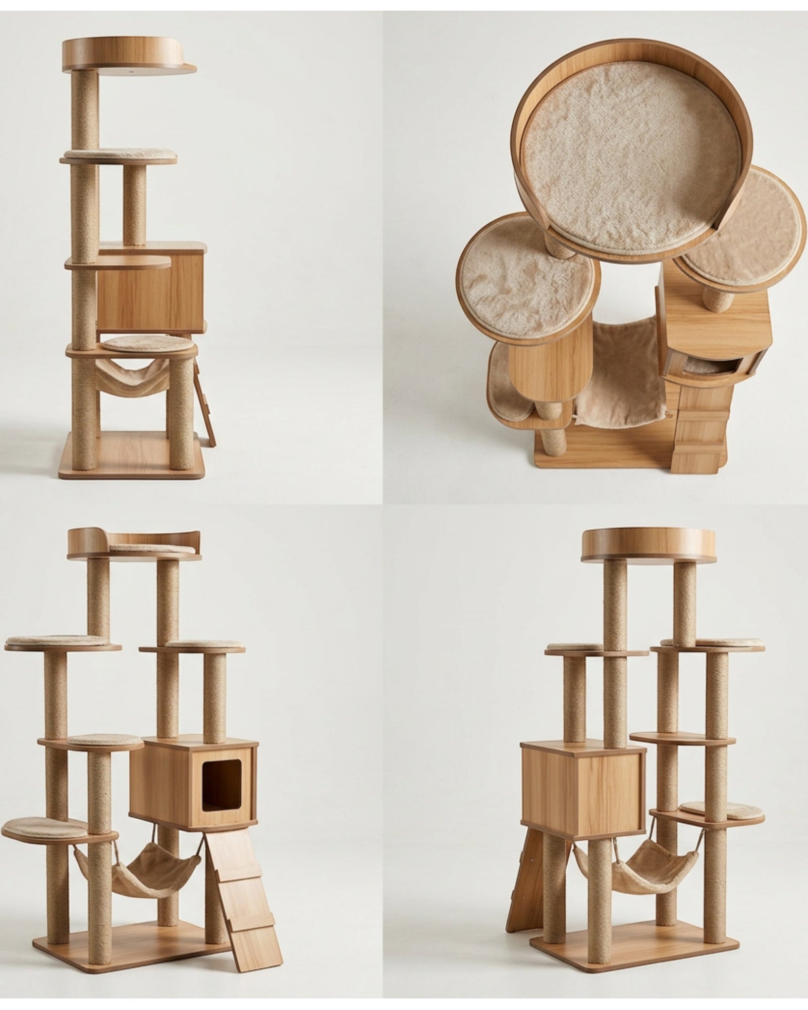 Gndvj Wood Style Cat Tree Natural 130 cm
