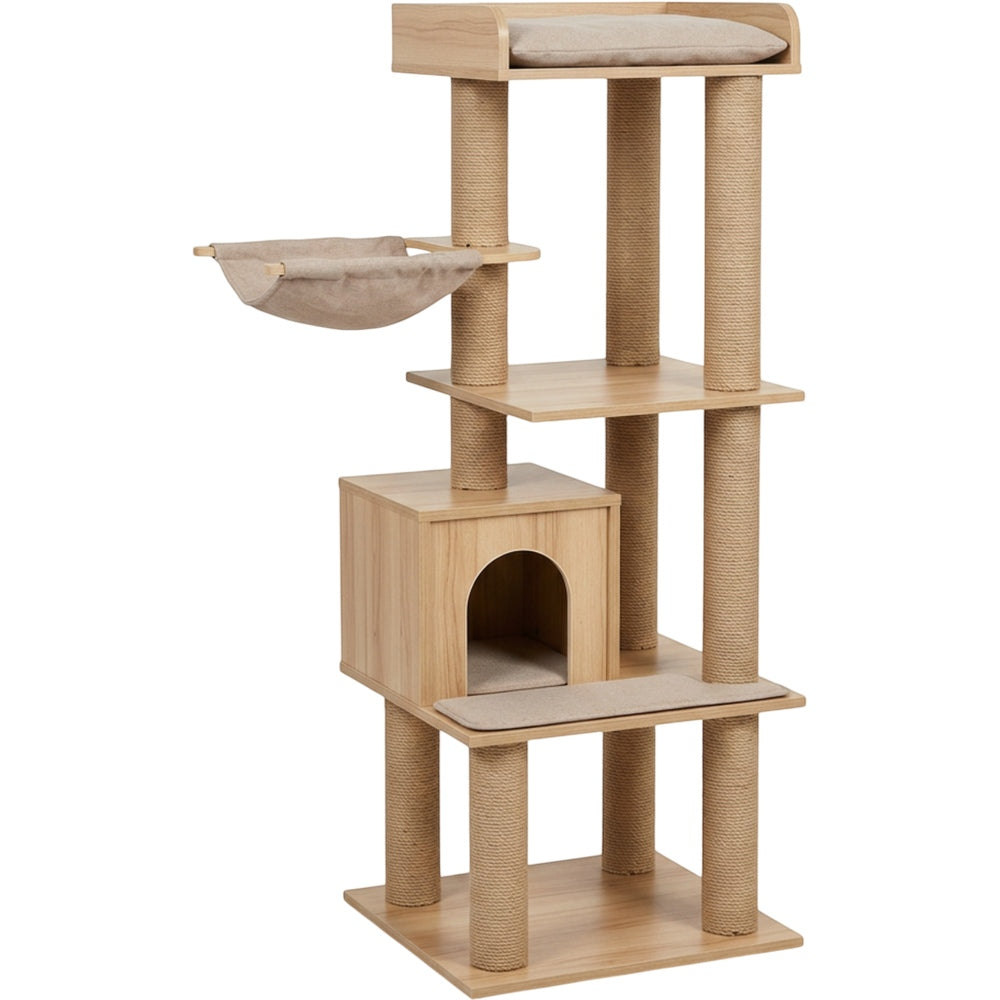 Gndvj Wood Style Cat Tree Natural 130 cm